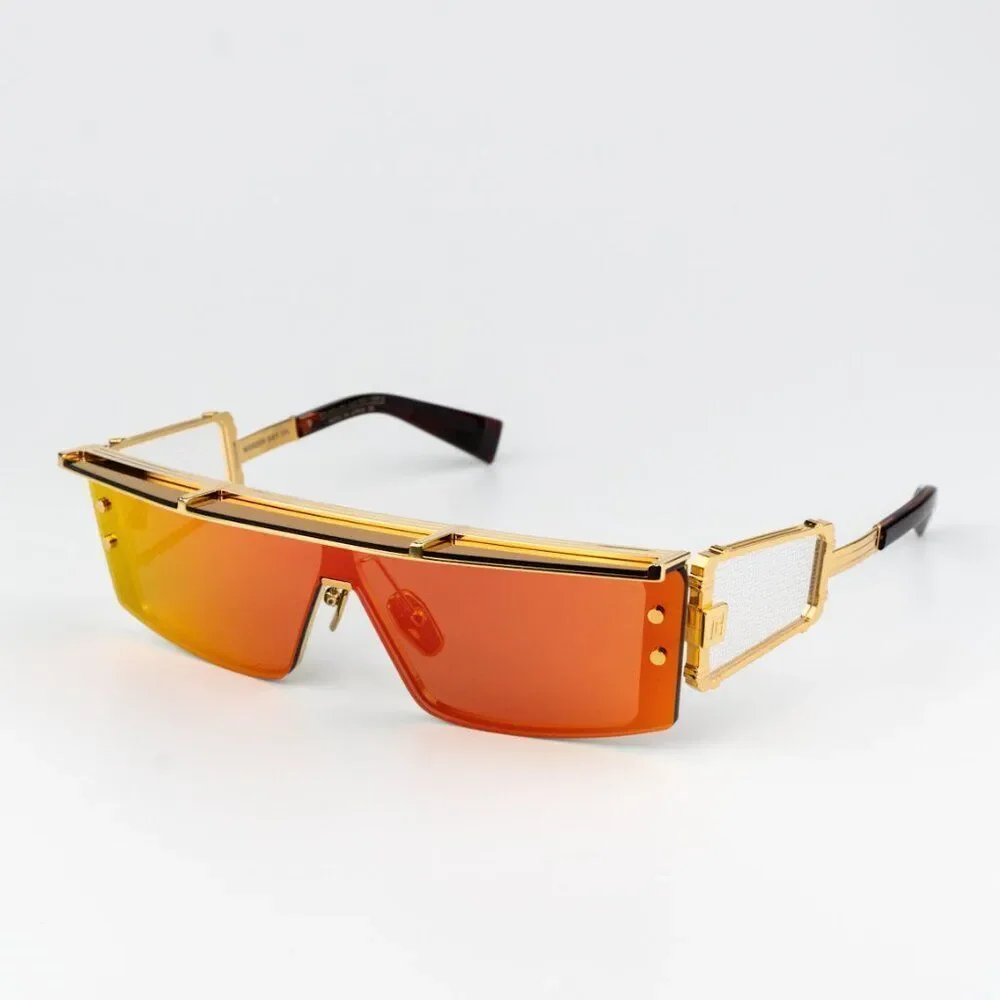 Balmain Men Sunglasses Gold Red Mirror Shield WONDER BOY - III BPS-127C-145